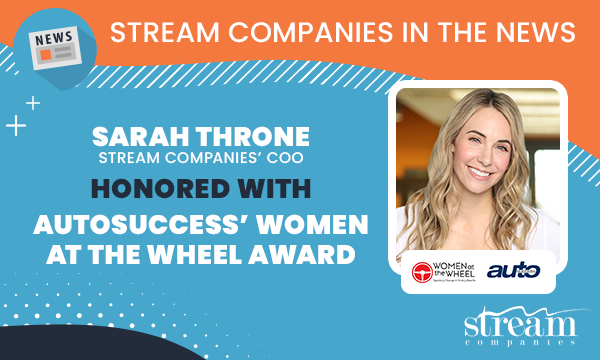 Sarah Throne, Stream Companies’ COO, Honored with AutoSuccess’ Women at the Wheel Award